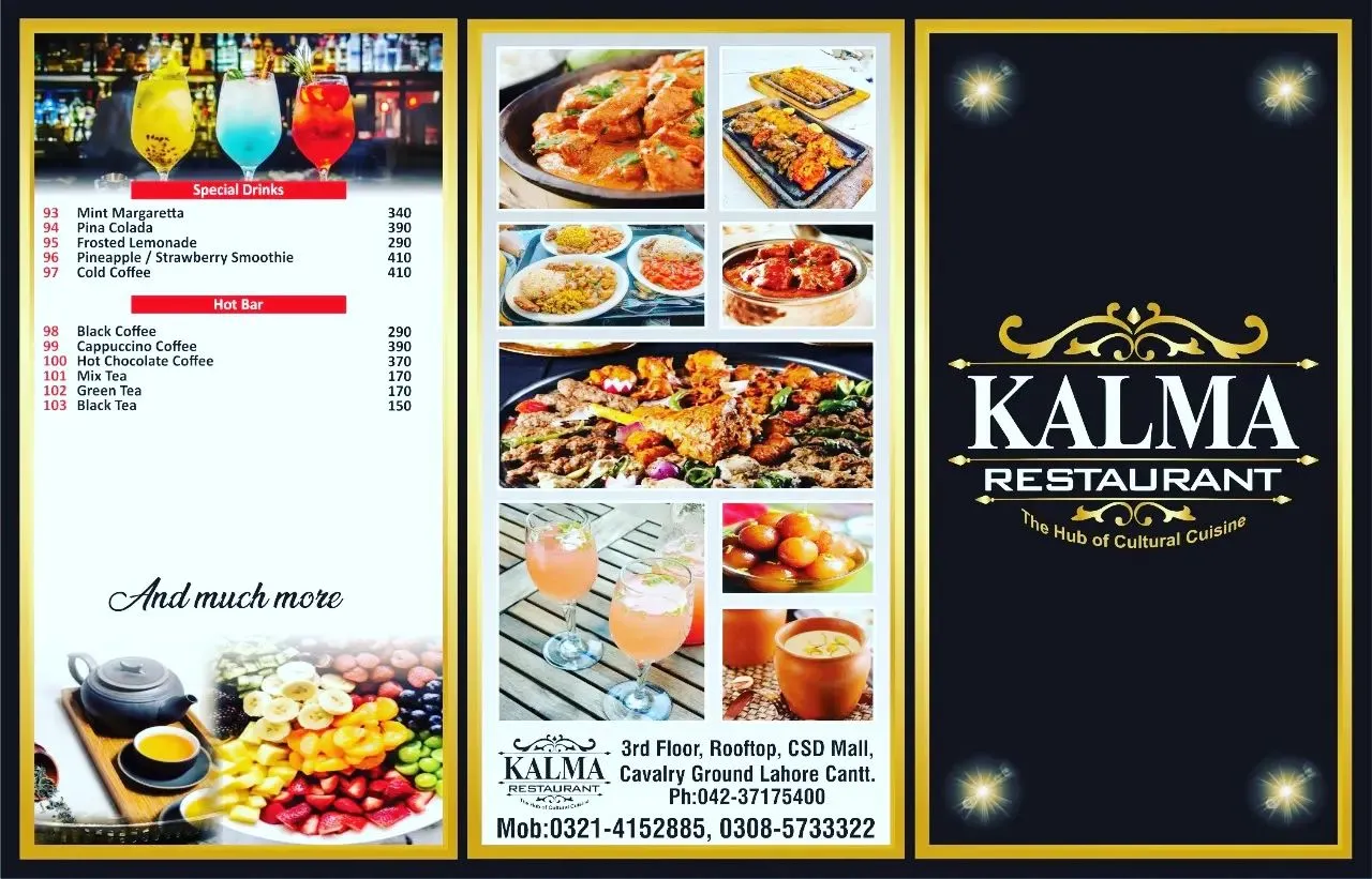 Klamm Shell Menu Kalma Restaurant Lahore Menu, Reviews, Bank Card Deals & Discounts Get ...